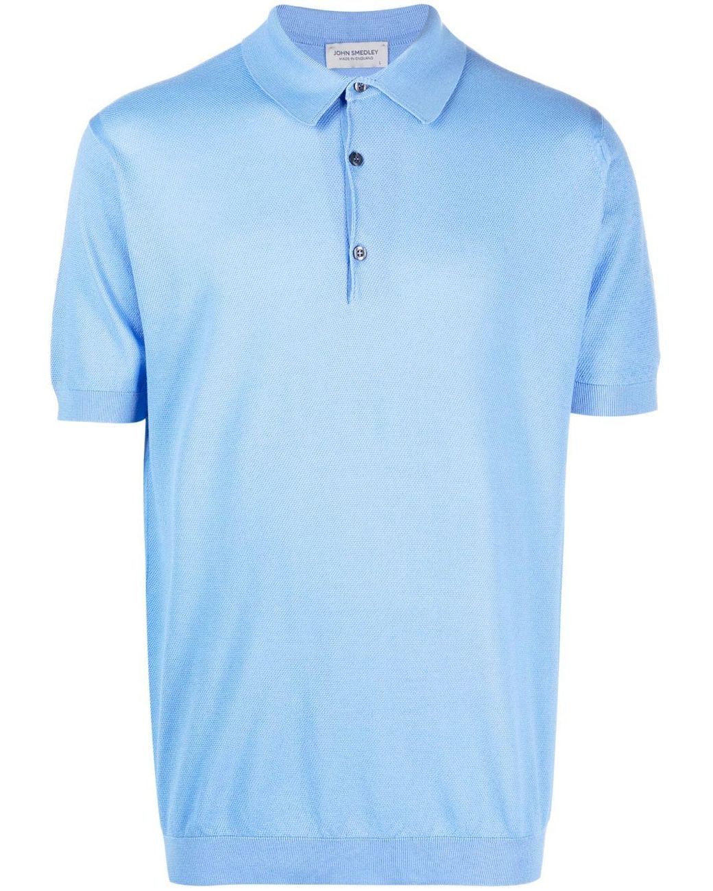 John Smedley Piqué-weave Cotton Polo Shirt in Blue | Lyst