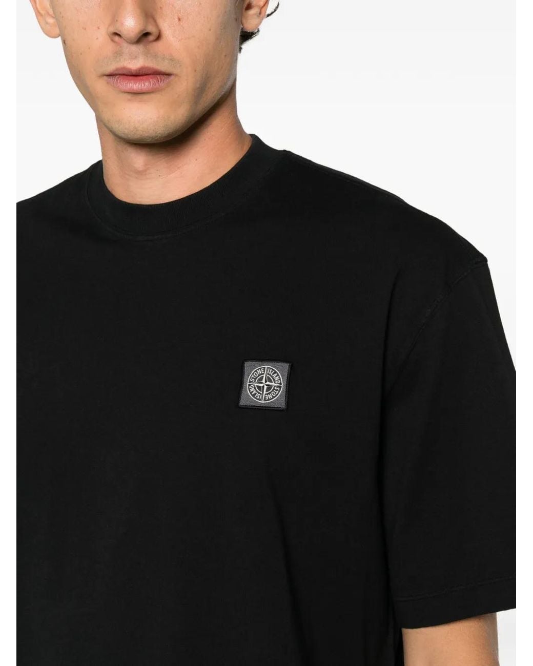 Stone Island Black Logo-Patch T-Shirt for men