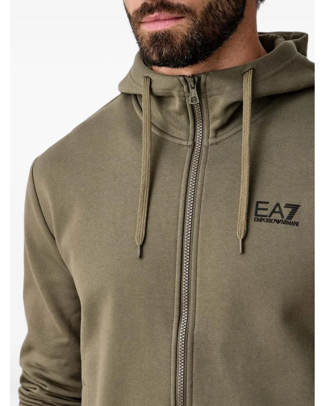 EA7 Green Logo-Print Zip-Up Tracksuit for men