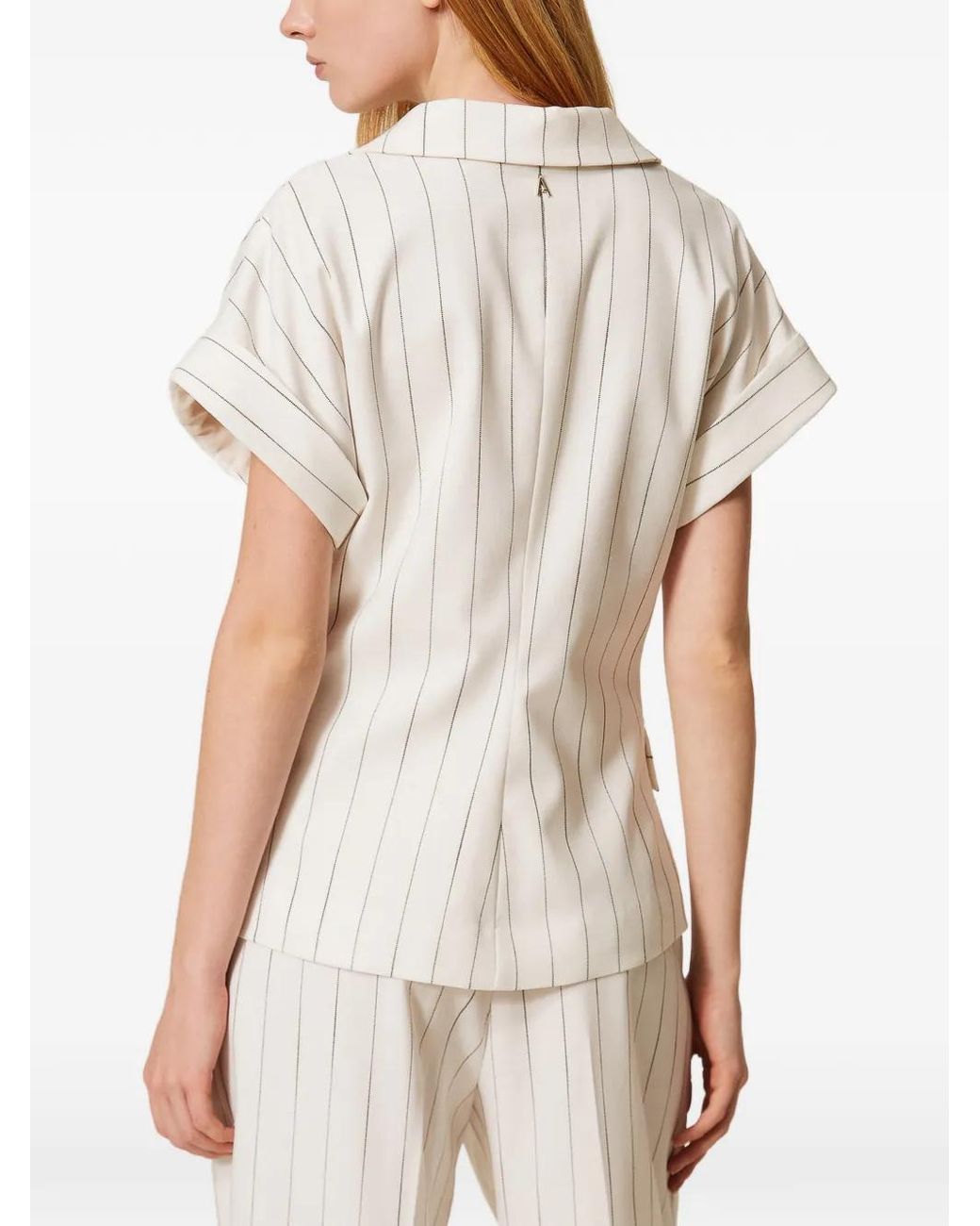 Twinset White Double Breasted Pinstripe Jacket