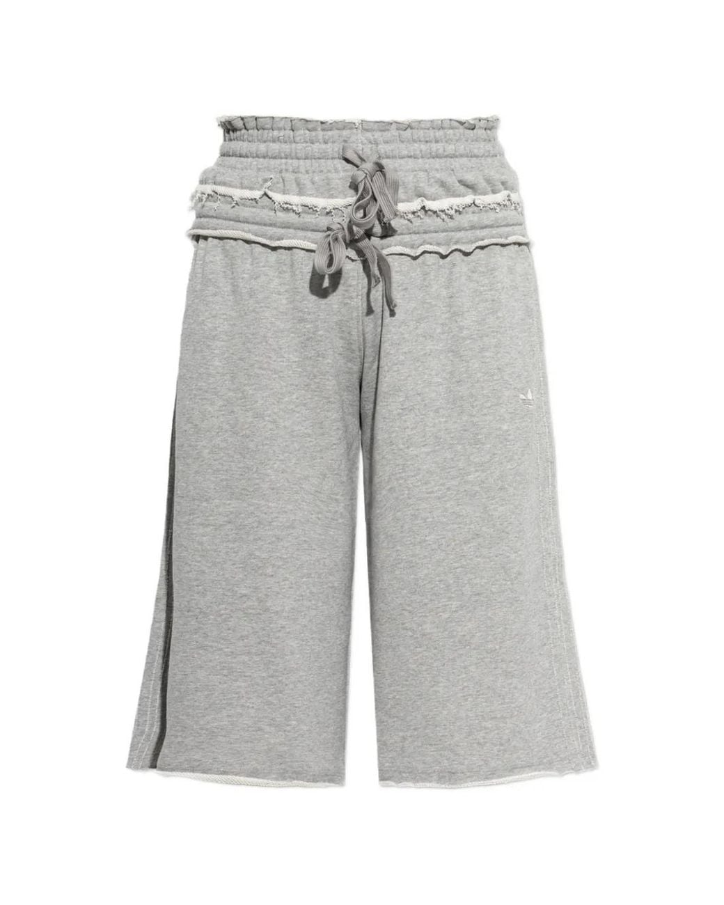 Adidas Gray Raw-Edge Drawstring Shorts