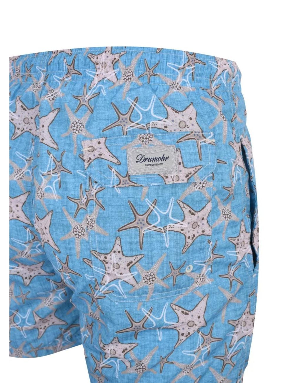 Drumohr Blue Drawstring Slub-Texture Shorts for men