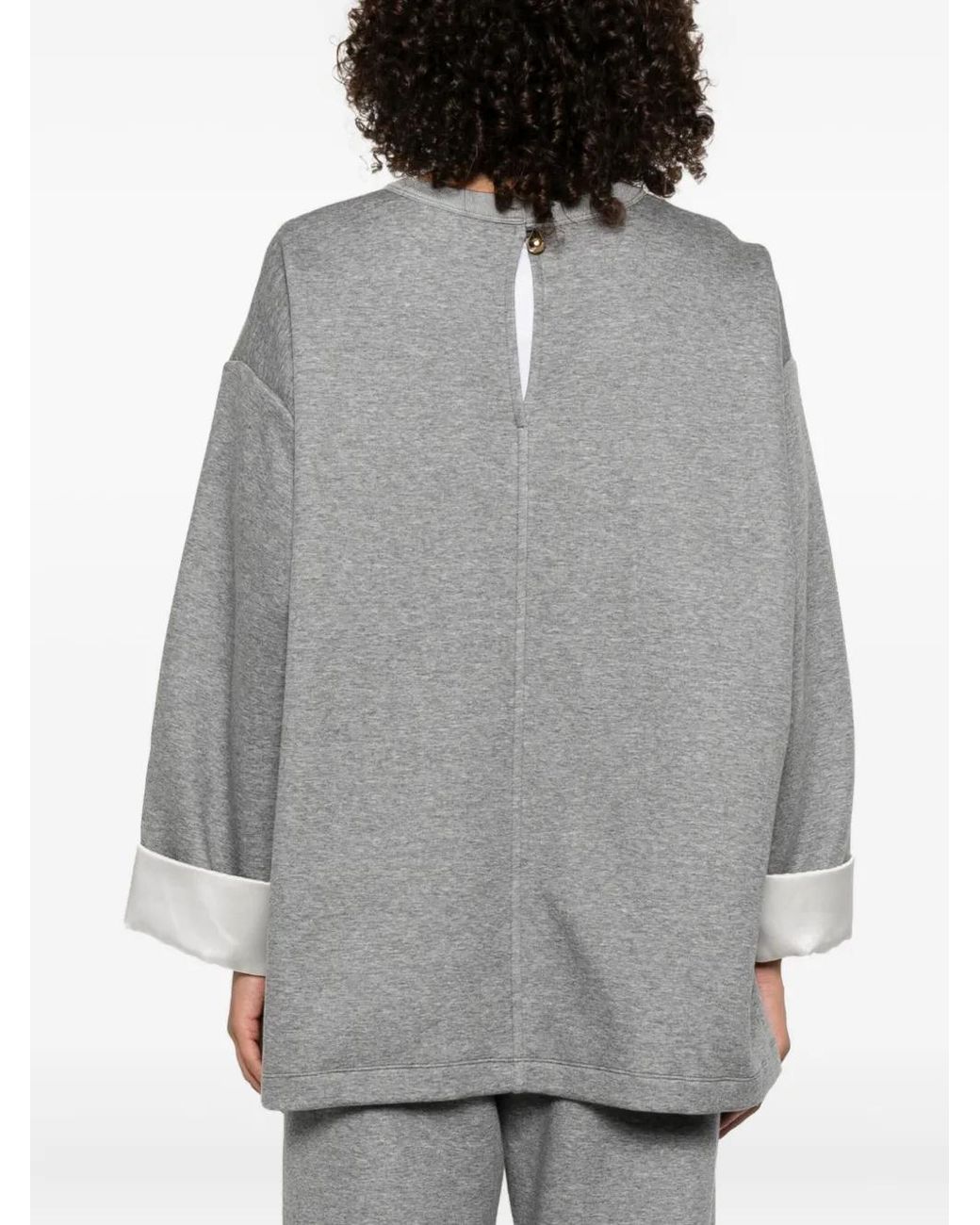Carven Gray Contrasting-Cuff Top