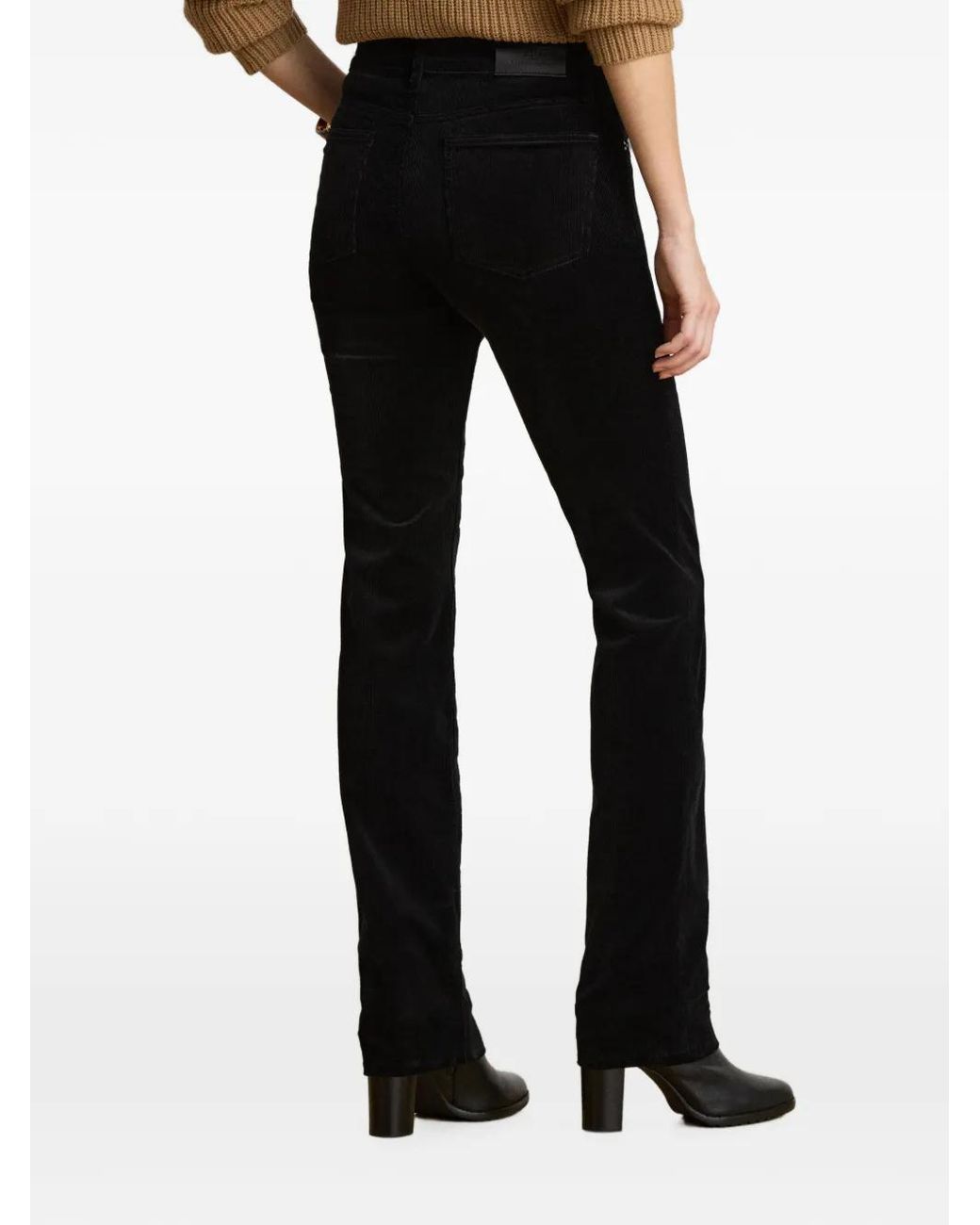 Ralph Lauren Black Corduroy Belt-Loops Trousers