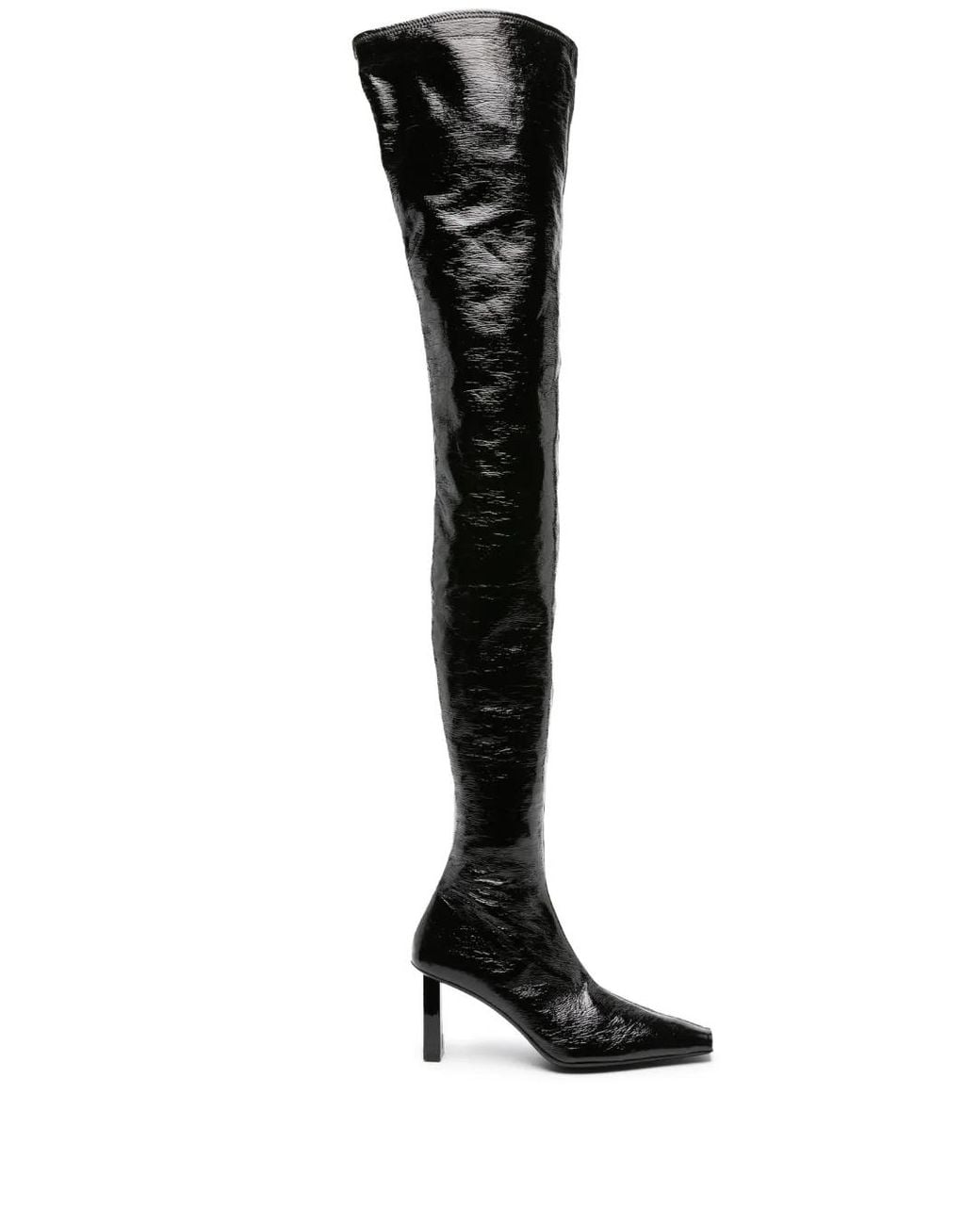 Courreges Black 85Mm High-Shine Thigh-Length Boots