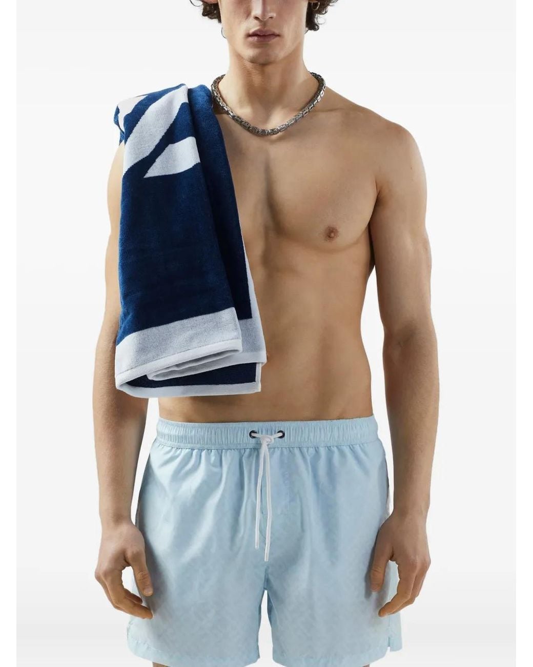 Gcds Blue Essentials Monogram Swim Shorts for men