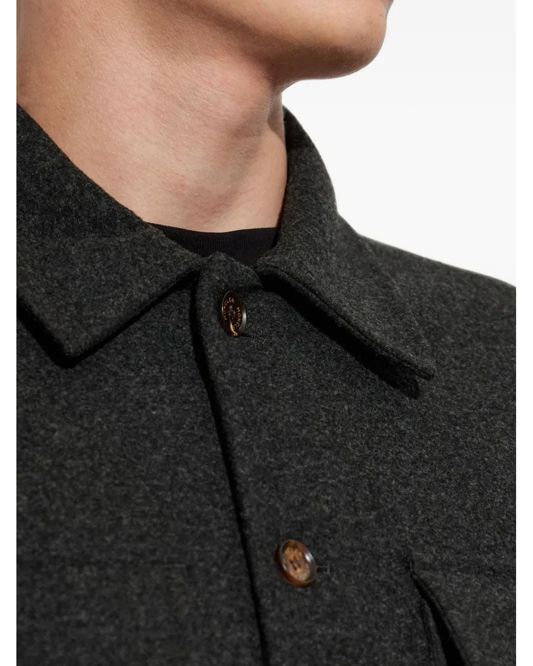 Moncler Black Button-Up Chest-Pocket Shirt Jacket for men