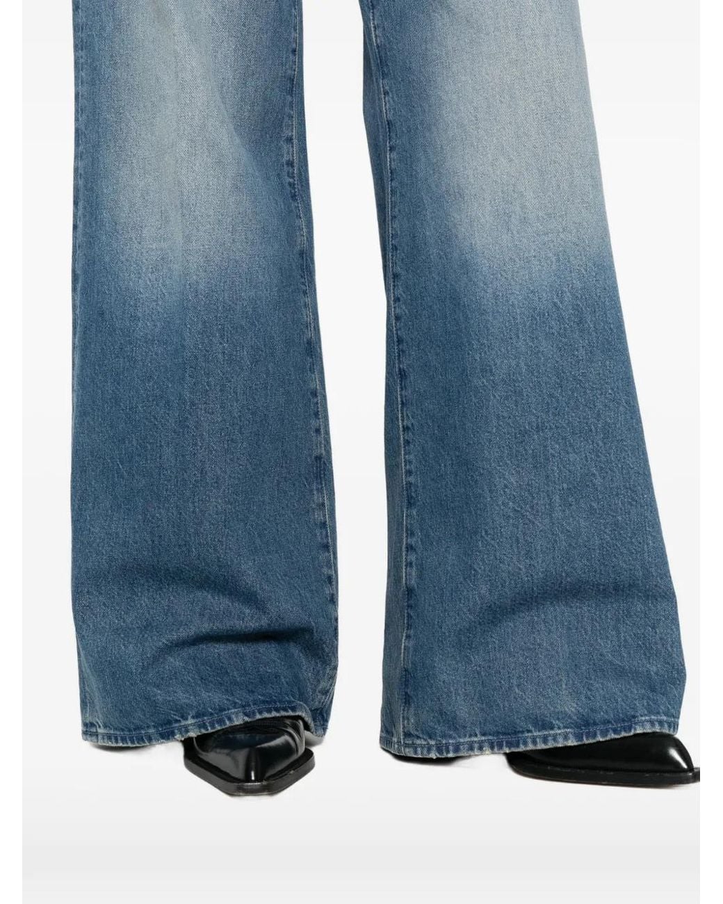 Mother Blue The Ditcher Roller Raw-Hem Jeans