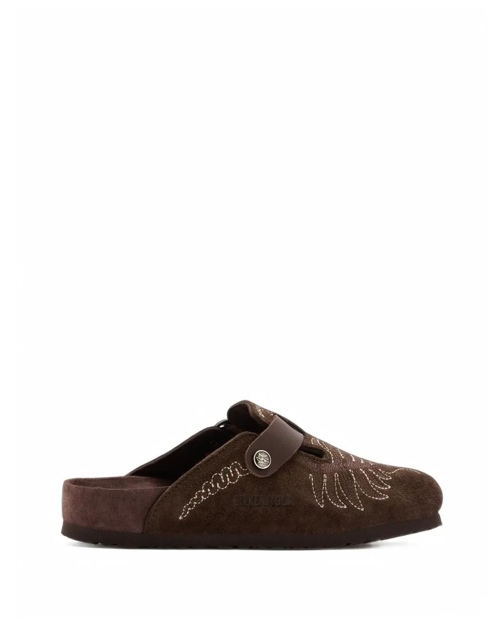 Birkenstock Brown X Etro Boston Embroidered Buckle-Fastening Sandals for men