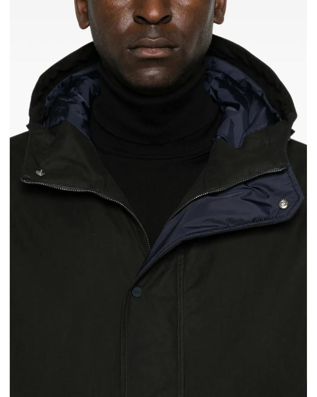 Herno Black Veste À Capuche Et Poches À Rabat for men