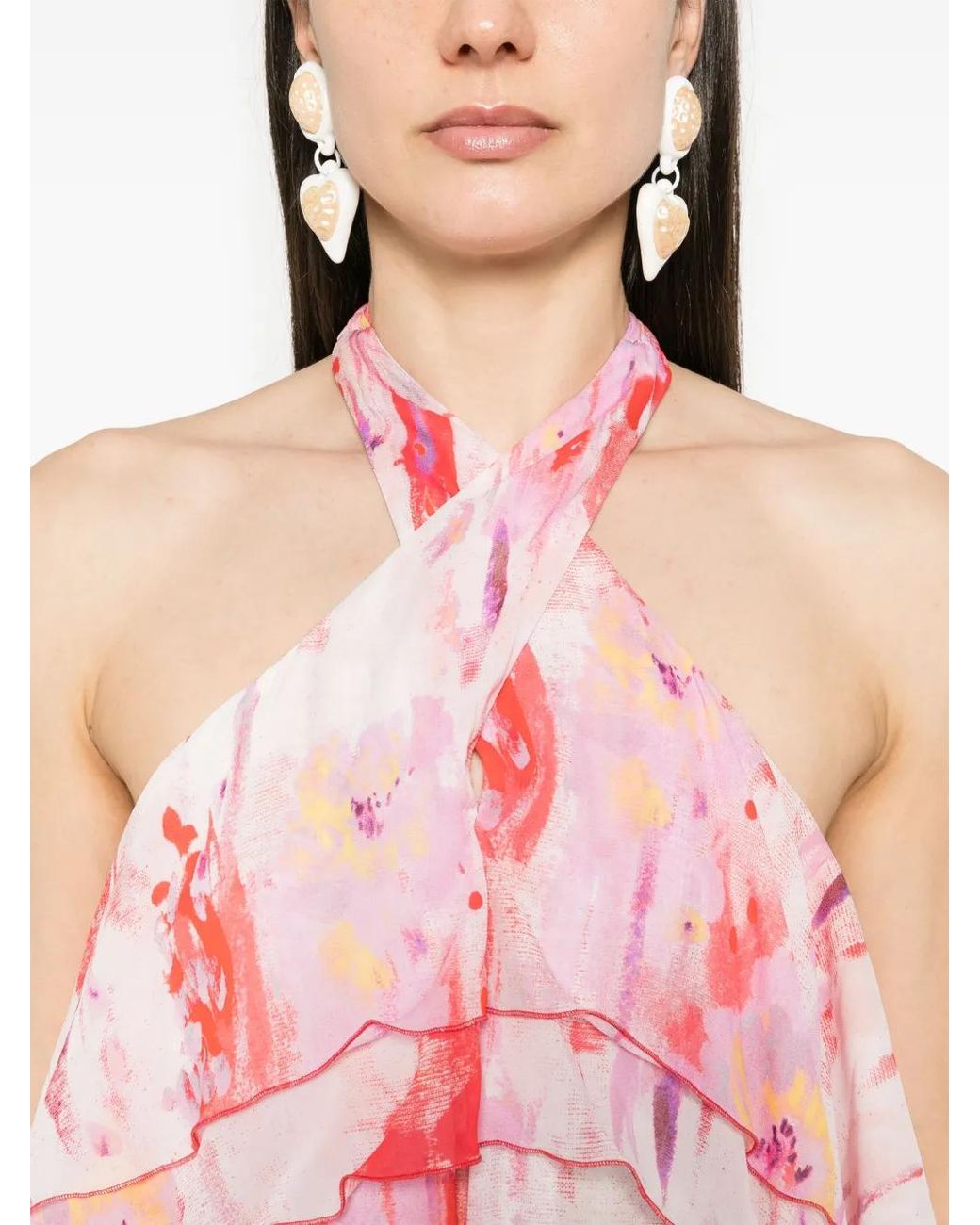 MSGM Pink Floral-Print Maxi Dress