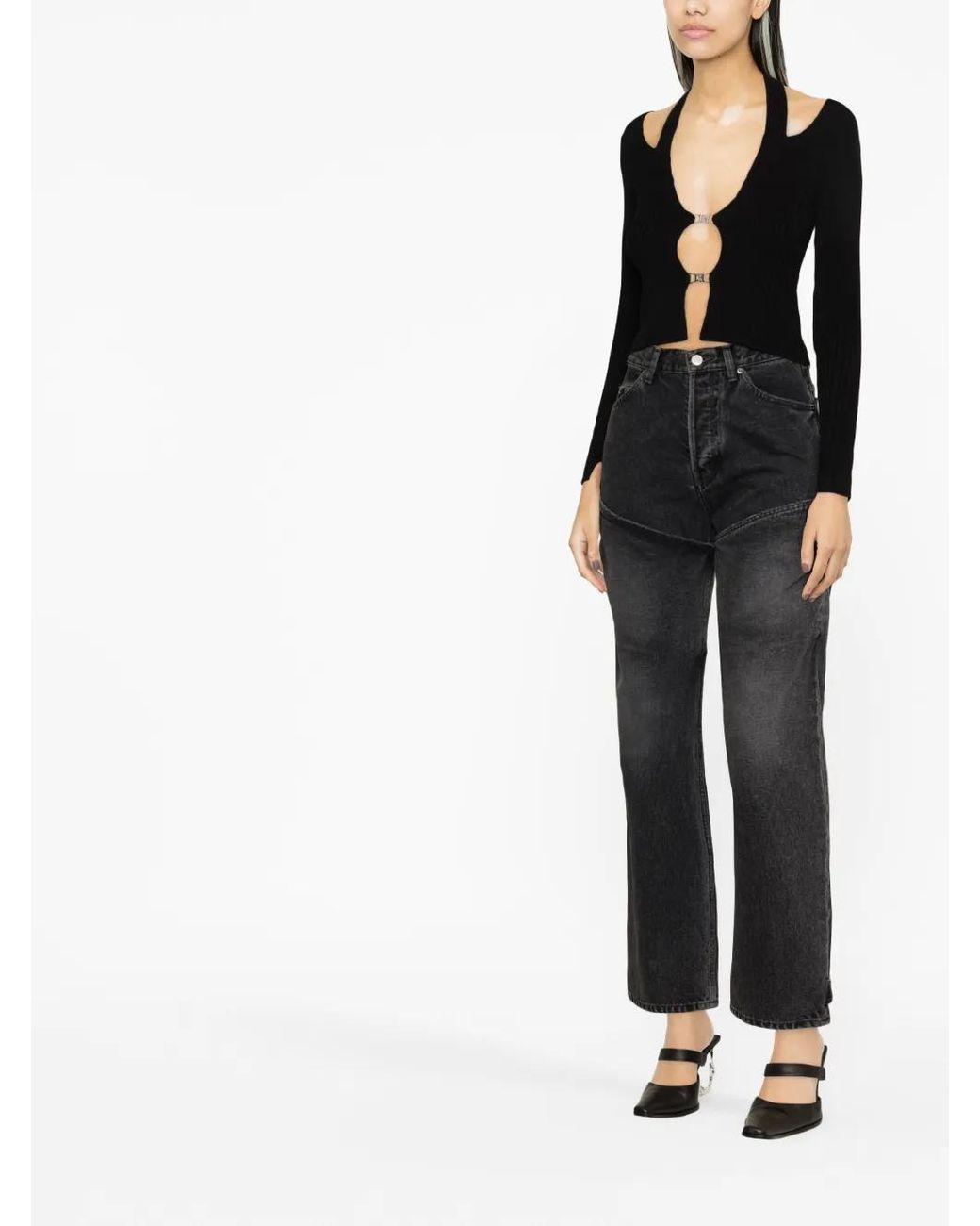 Ambush Black Detailed Straight-Leg Jeans