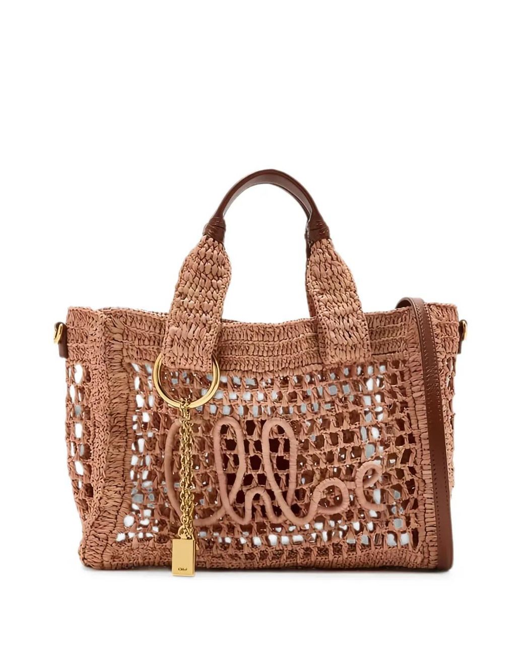 Chloé Brown Small Summer Banana Raffia Tote Bag