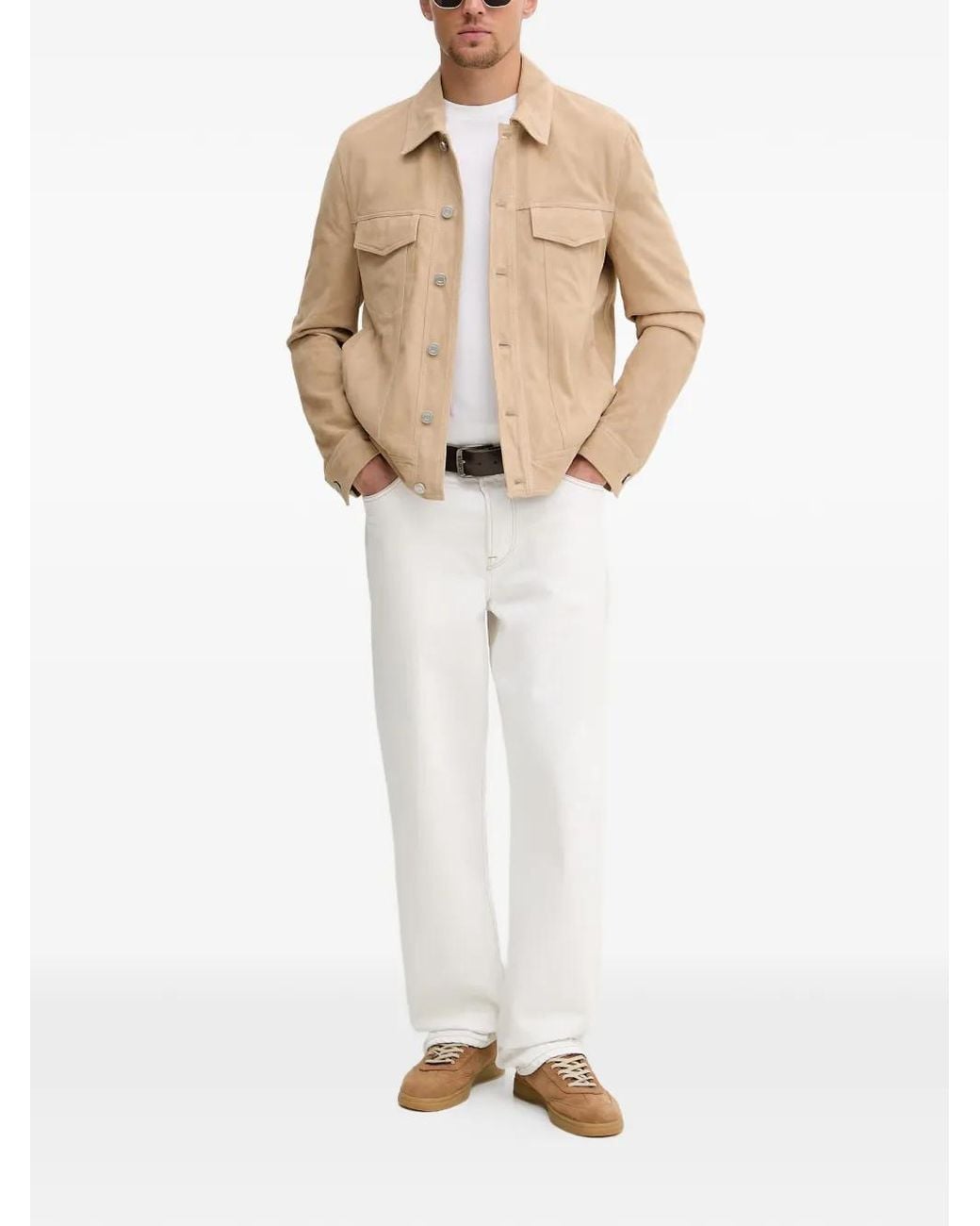 Trussardi White Suede-Finish Button-Up Jacket for men