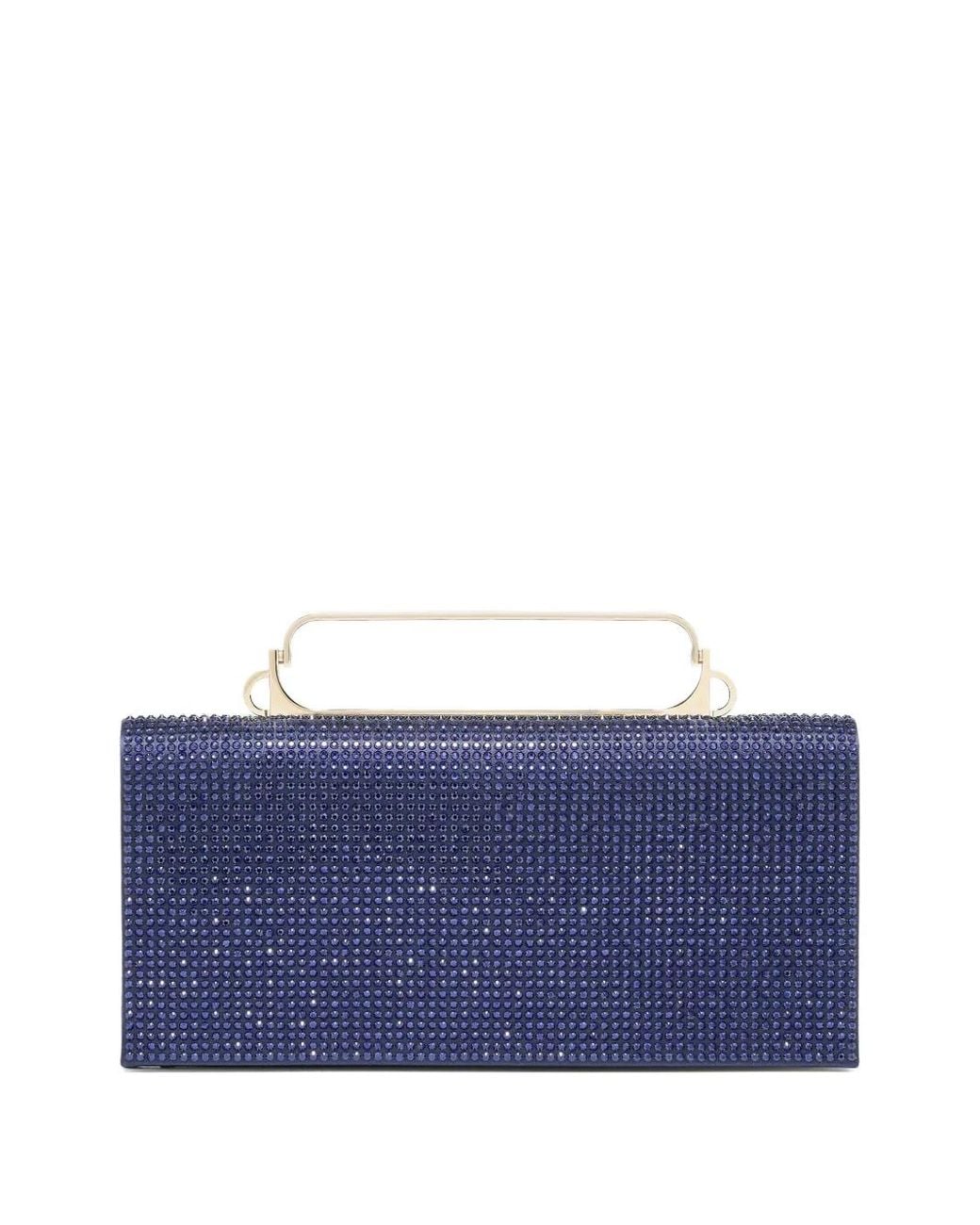 Giorgio Armani Blue Embellished Handle Clutch Bag