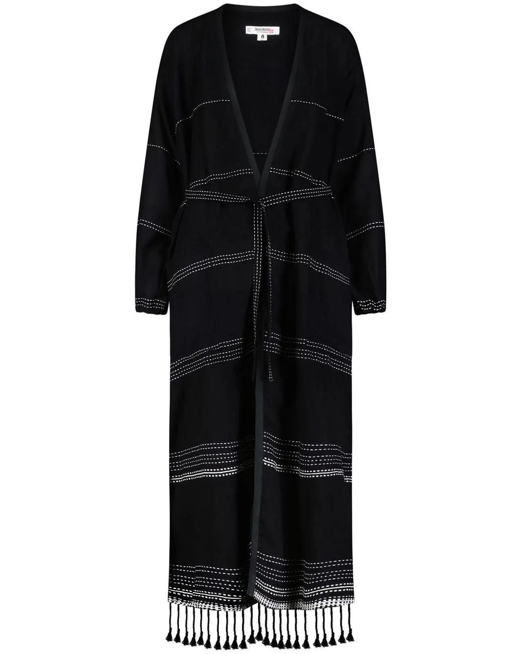 Lemlem Black Leliti Fringed Beach Robe