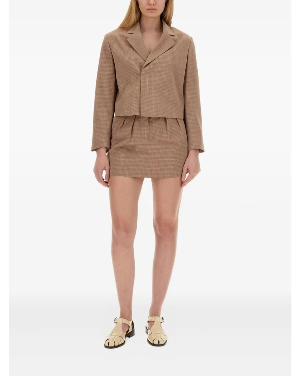 Alysi Natural Checked Mini Skirt