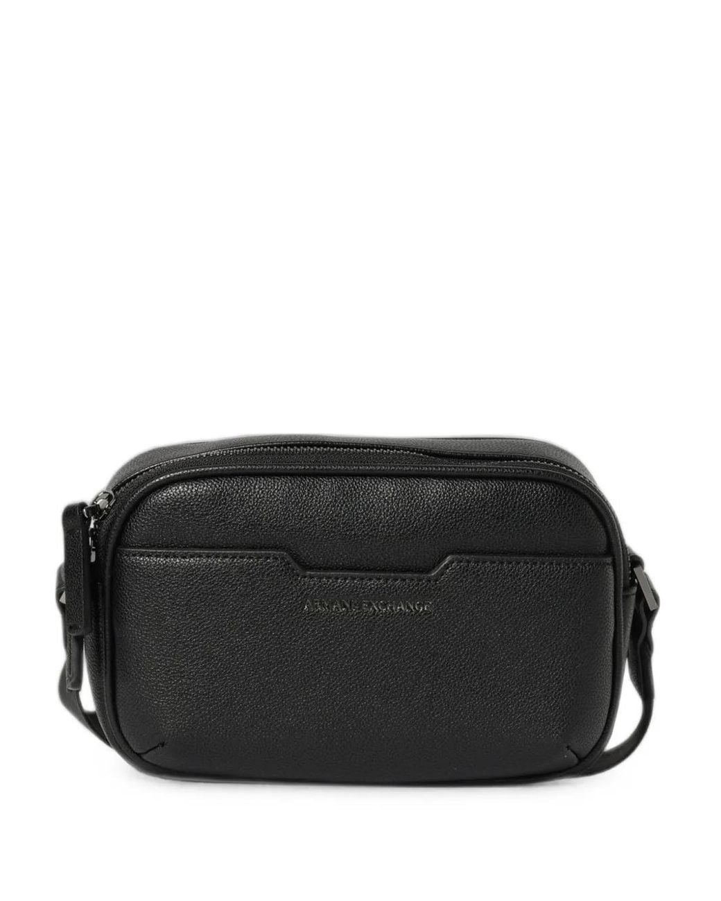ARMANI EXCHANGE Black Logo-Detail Messenger Bag for men