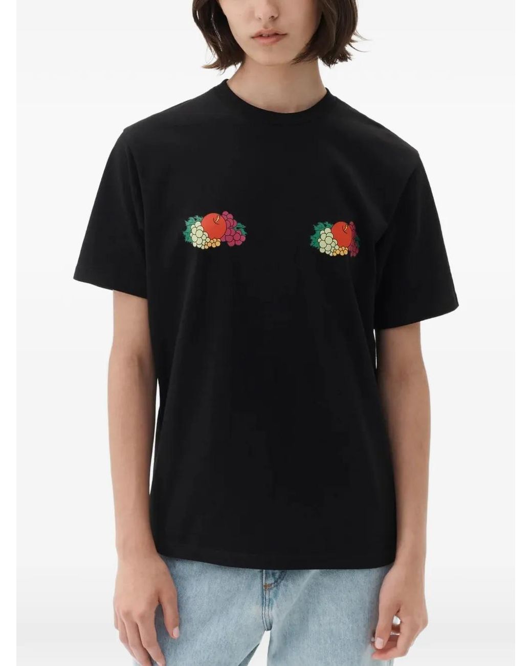 HOMMEGIRLS Black X Fruit Of The Loom Logo-Print T-Shirt