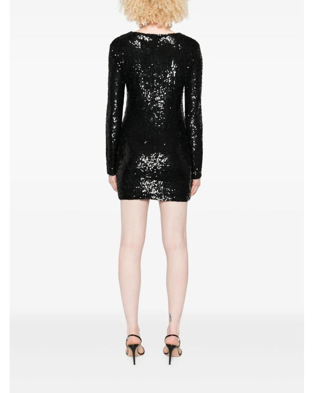 P.A.R.O.S.H. Black Sequin Long-Sleeve Dress