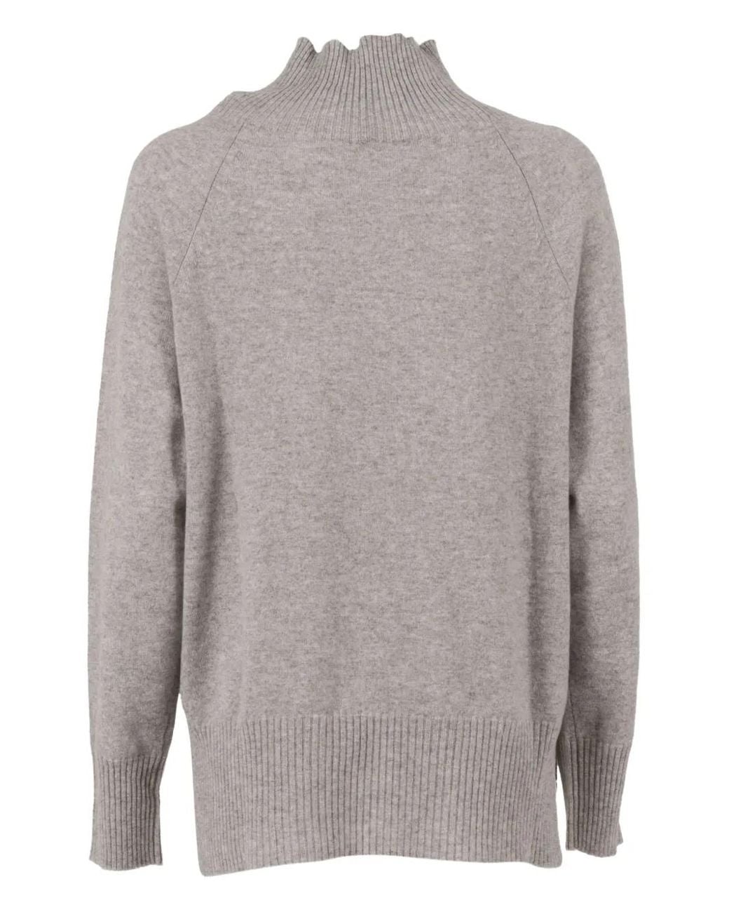 Kangra Gray High-Neck Raglan-Sleeve Pullover