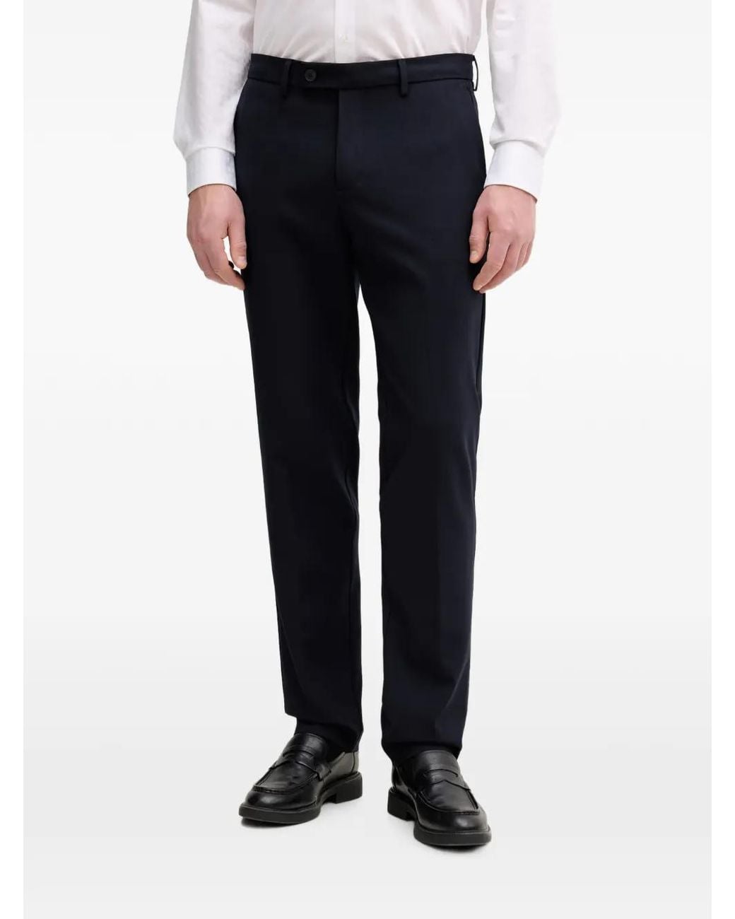 Benetton Black Belt-Loop Trousers for men