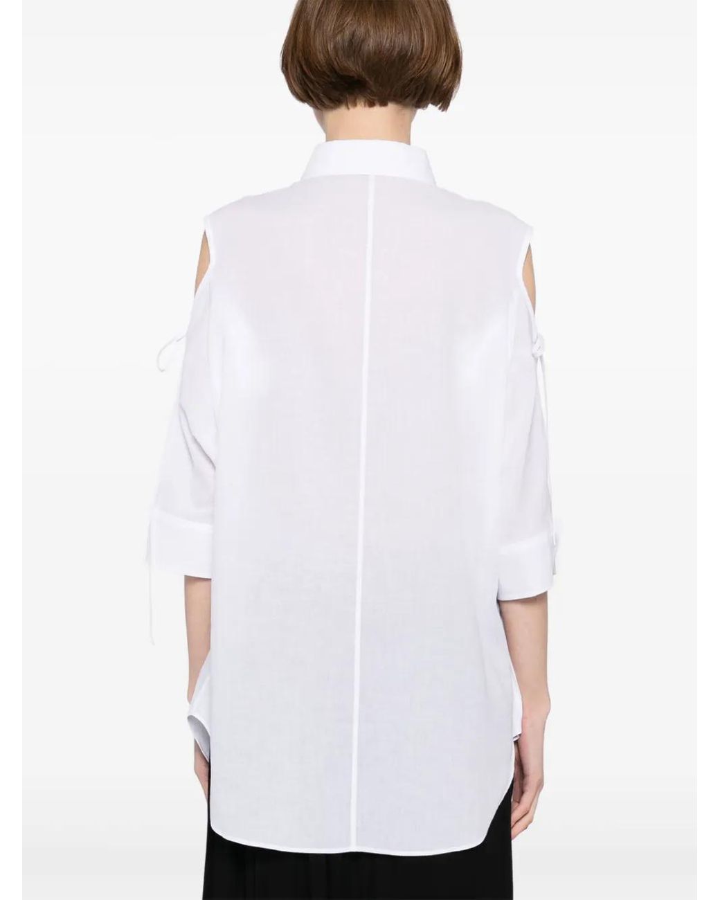 Yohji Yamamoto White Asymmetrical-Shoulder Shirt