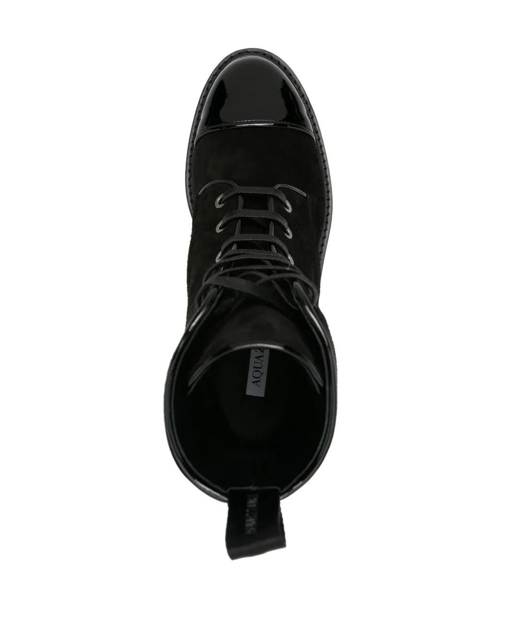 Aquazzura Black Desert Patent Leather-Trimmed Suede Ankle Boots