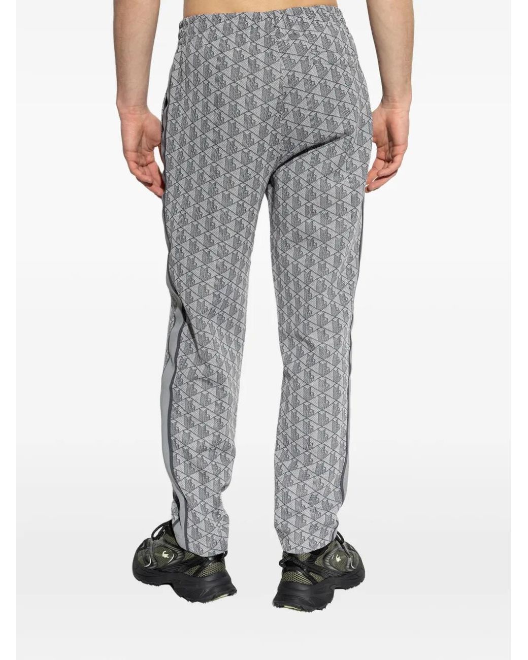 Lacoste Gray Sweatpants With Stitching On The Legs for men
