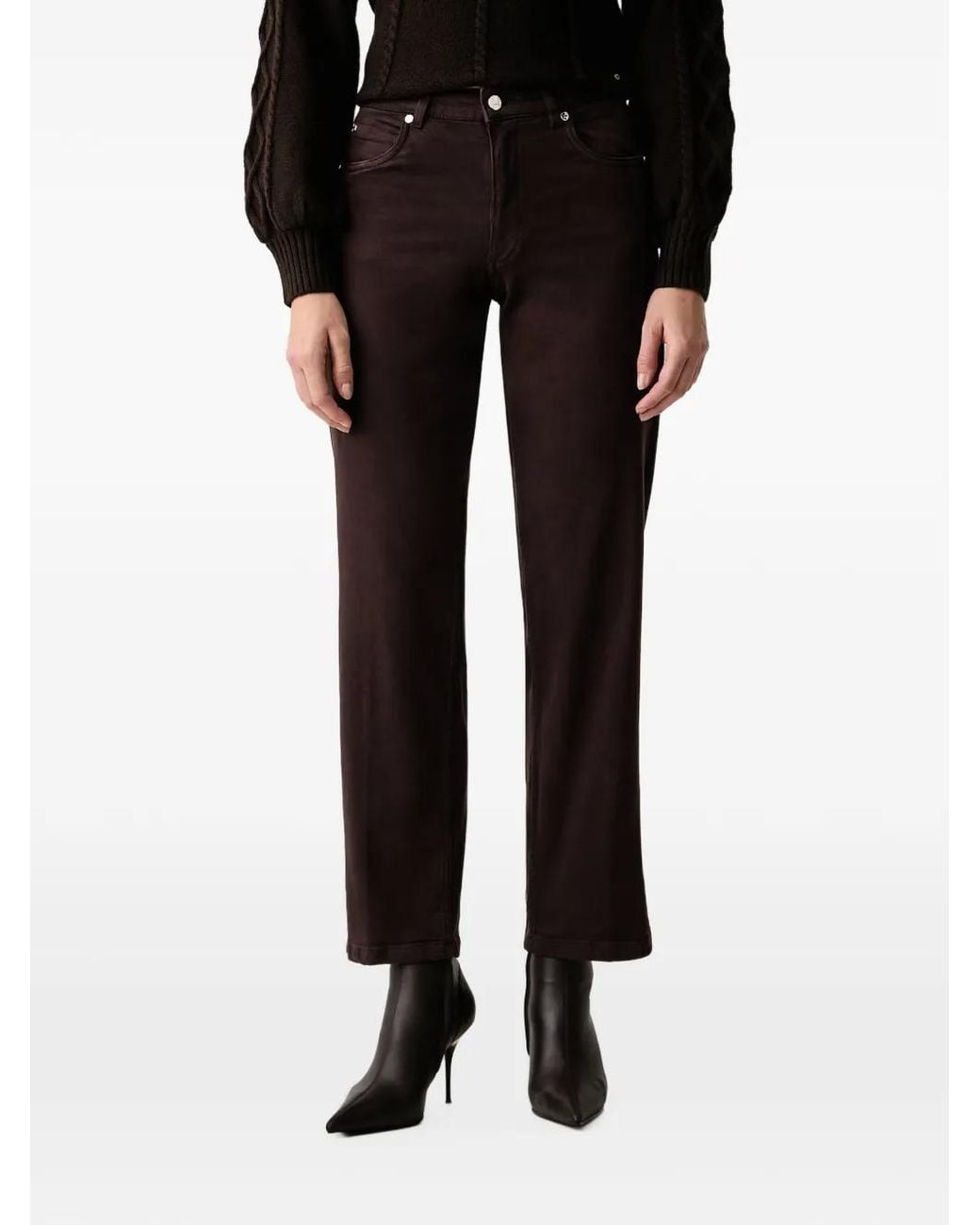 Silvian Heach Black Logo-Patch Straight-Leg Jeans