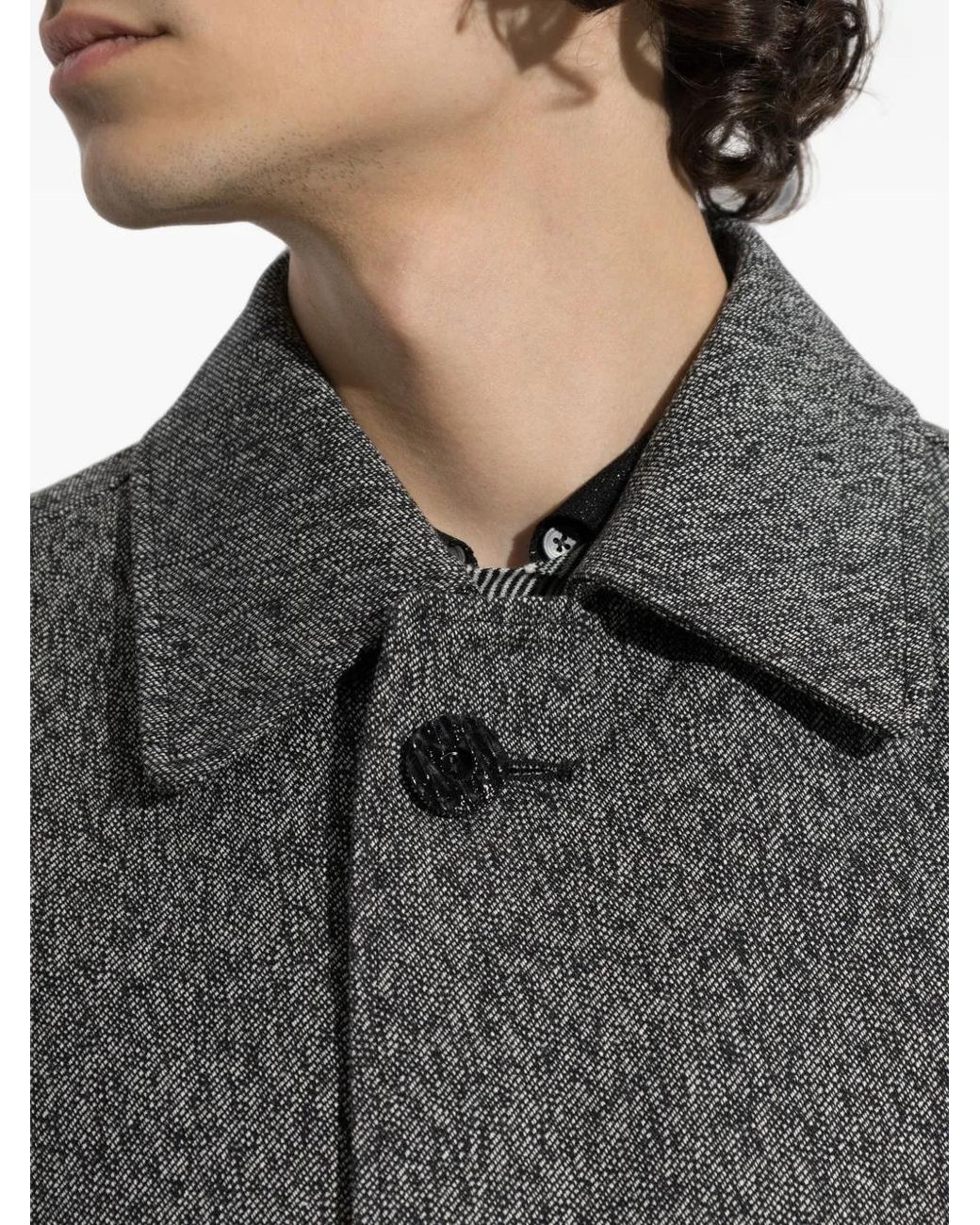 Marni Gray Single-Breasted Cotton Coat for men