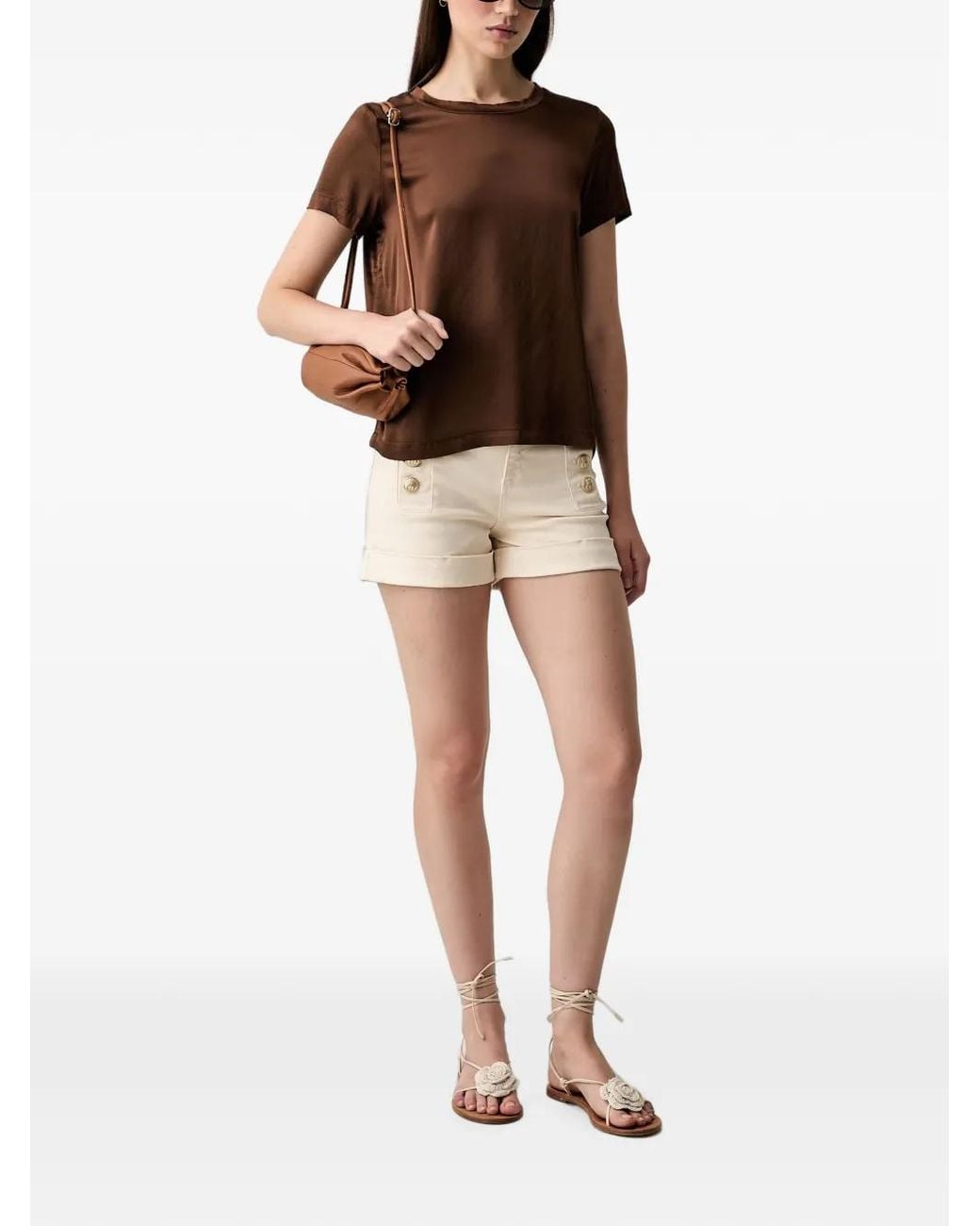 ViCOLO Natural Button-Embellishment Short