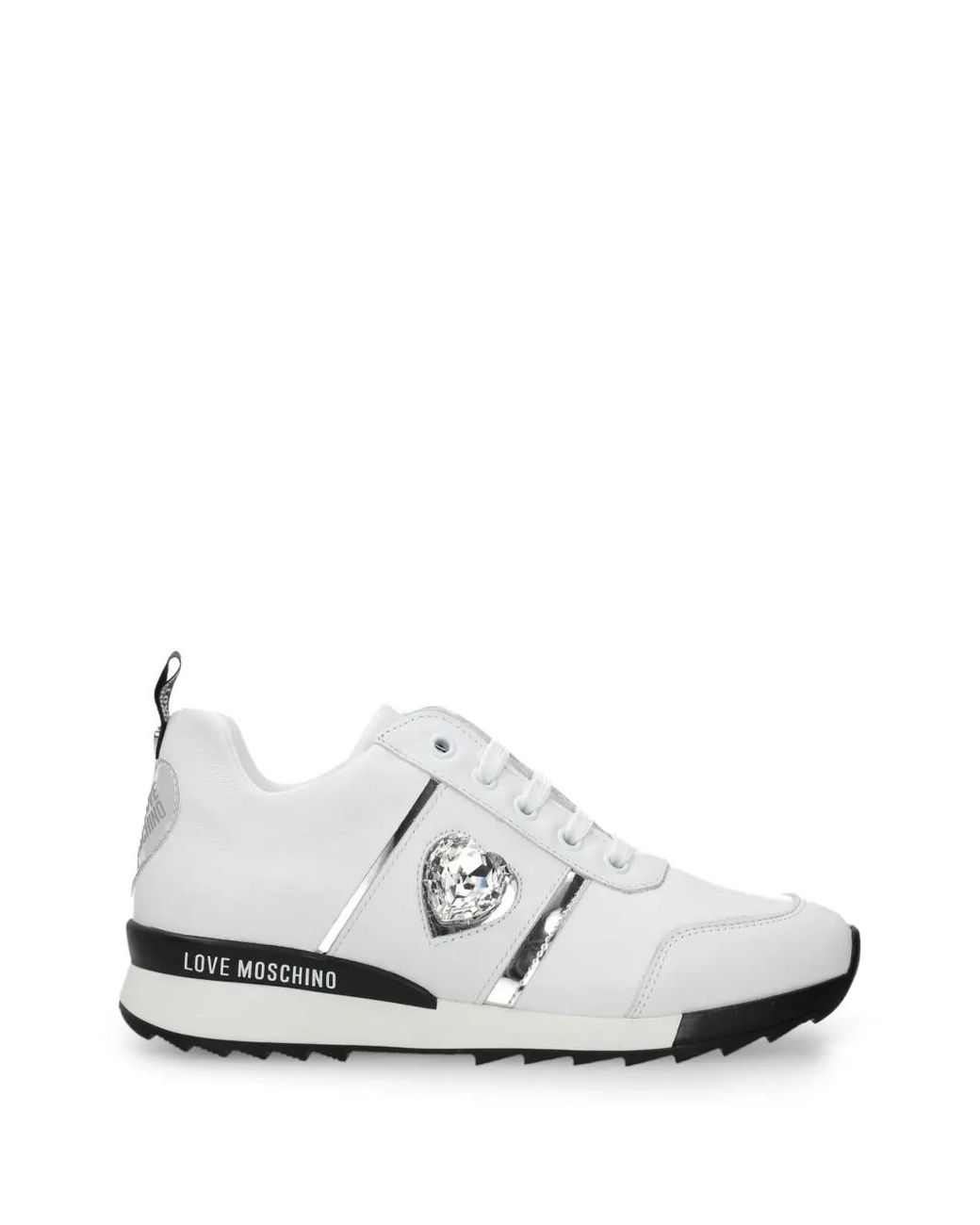 Love Moschino White Lace-Up Round-Toe Sneakers