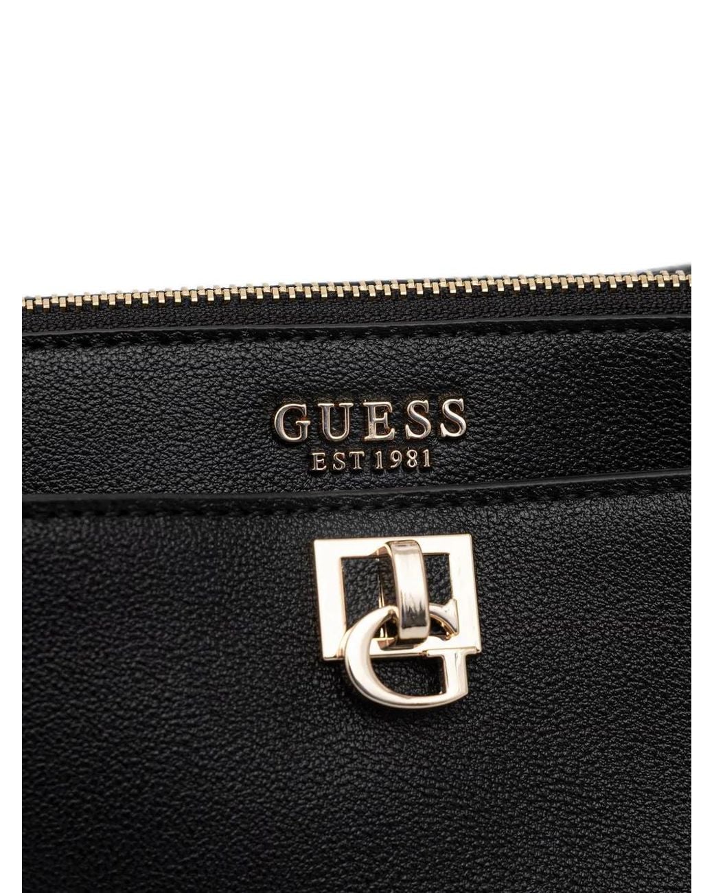 Guess Black Logo-Plaque Pebbled-Effect Shoulder Bag