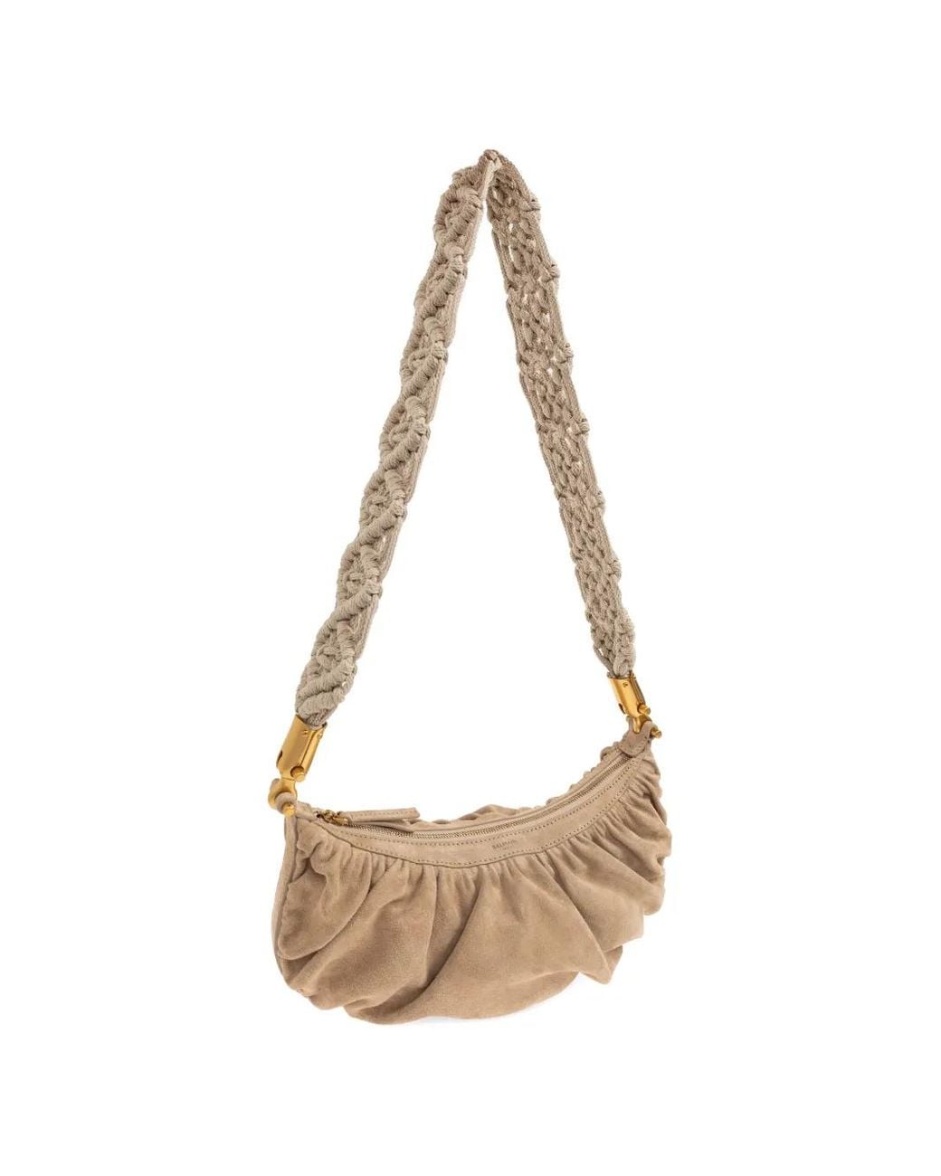 Balmain White Ebane Braided-Strap Shoulder-Bag
