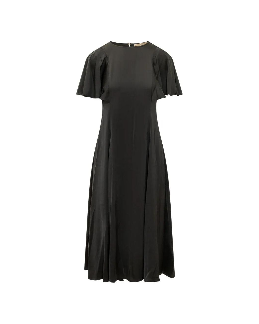 MICHAEL Michael Kors Black Cape-Sleeve Satin Midi Dress