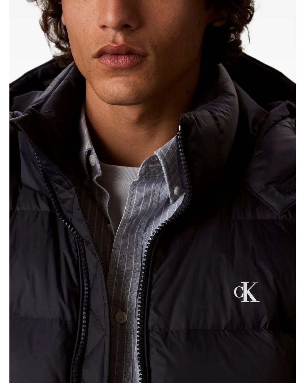 Calvin Klein Blue Hooded Padded Jacket for men