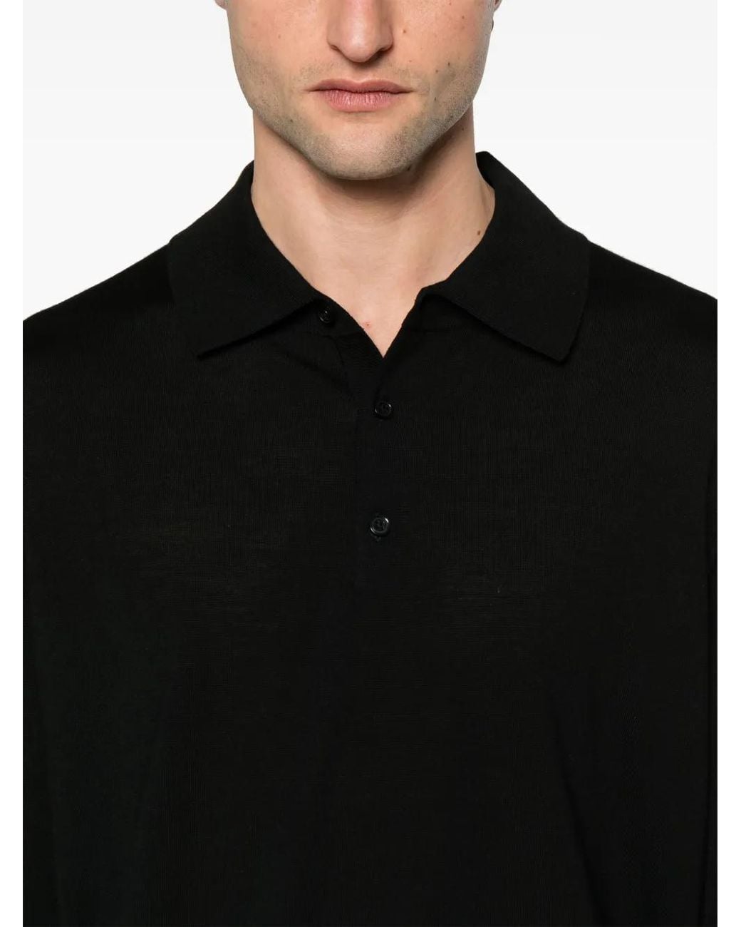 sunflower Black Merino Wool Polo Shirt for men