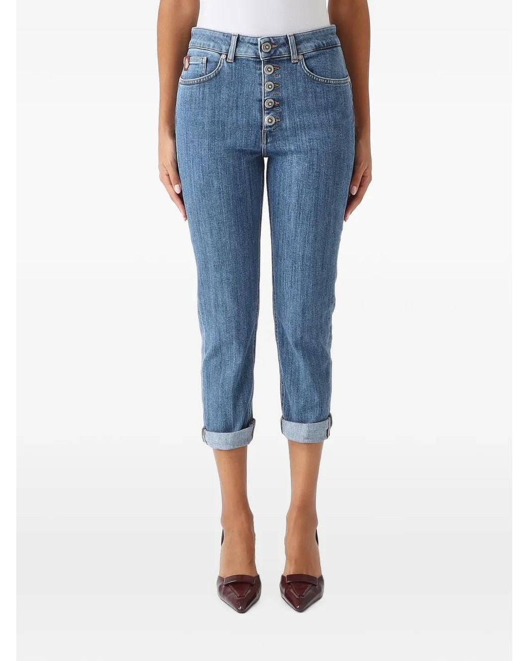 Dondup Blue Koons Button-Fly Cropped Jeans