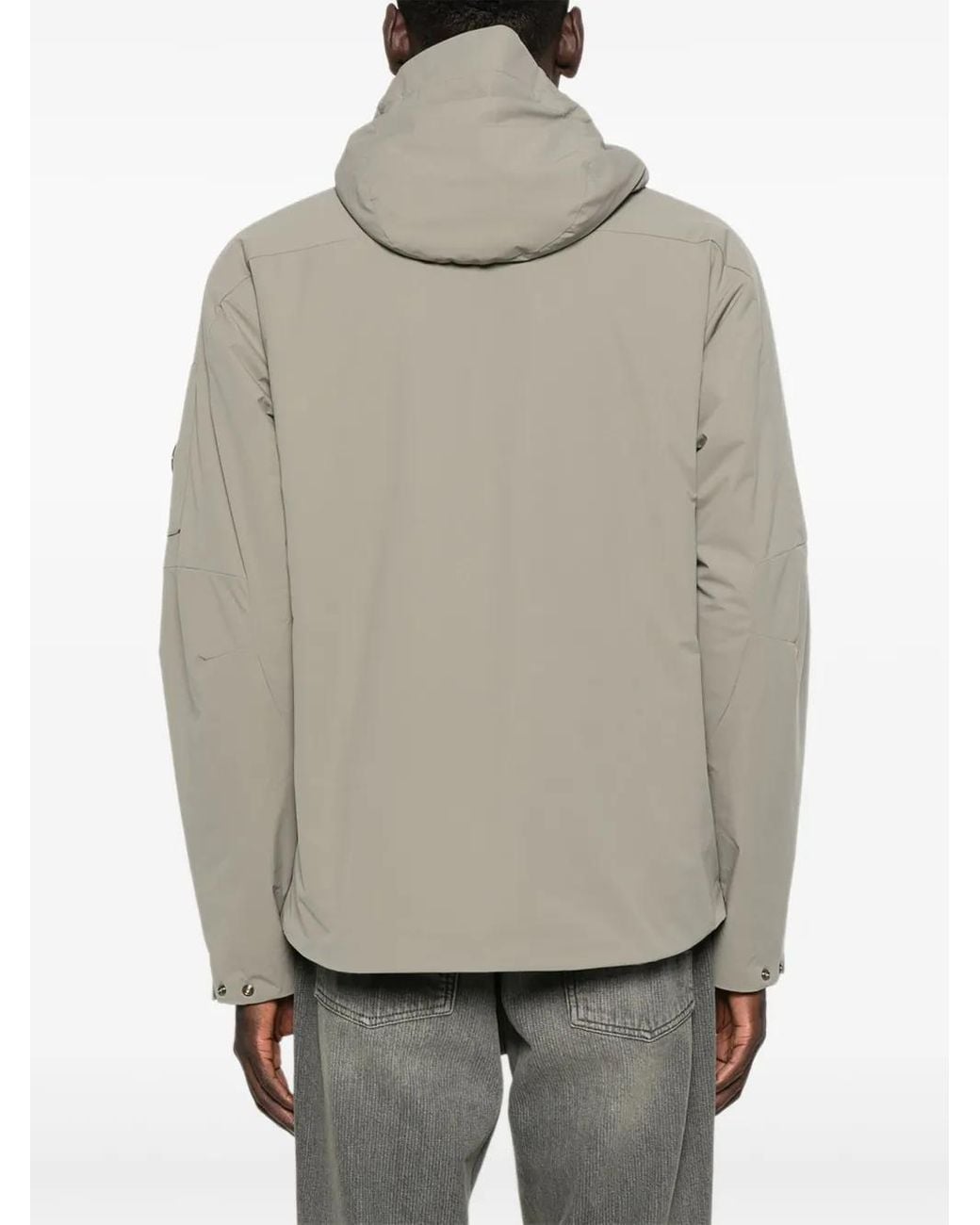 C P Company Gray Zip-Front Jacket With Hood for men