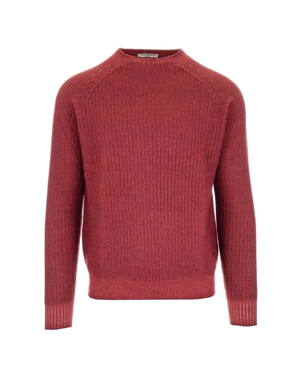 Al Duca D'aosta Red Ribbed-Knit Raglan-Sleeve Sweater for men