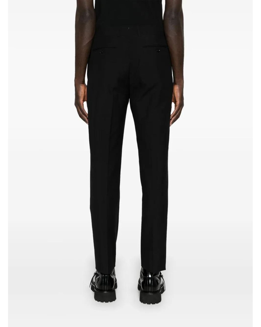 McQueen Black Pressed-Crease Tailored Trousers for men