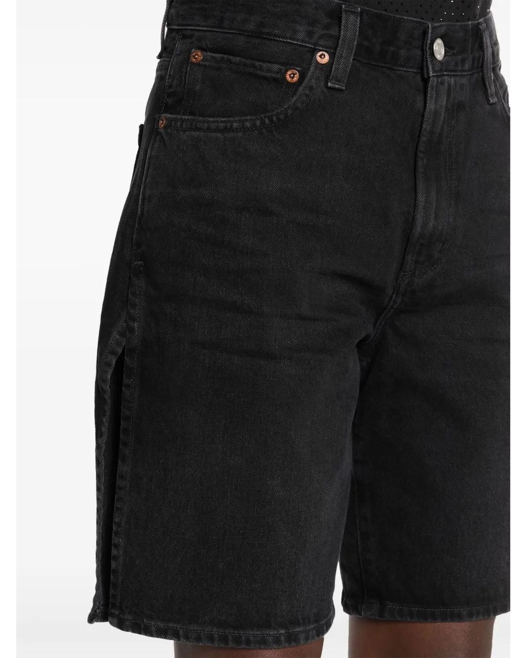 Agolde Black Vida High-Rise Denim Shorts