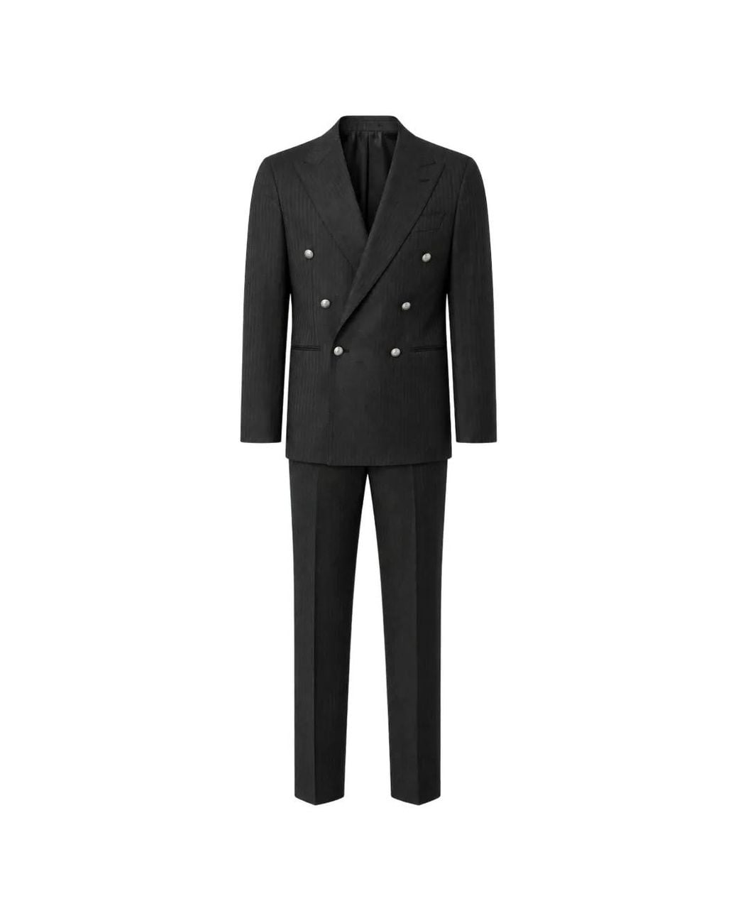 Franzese Collection Black Rolls Royce Herringbone Wool Suit for men