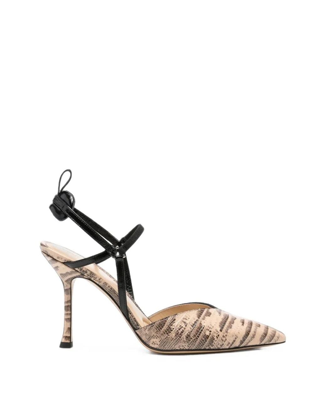 Fendi White Very Colibrì Snake-Effect Slingback Pumps