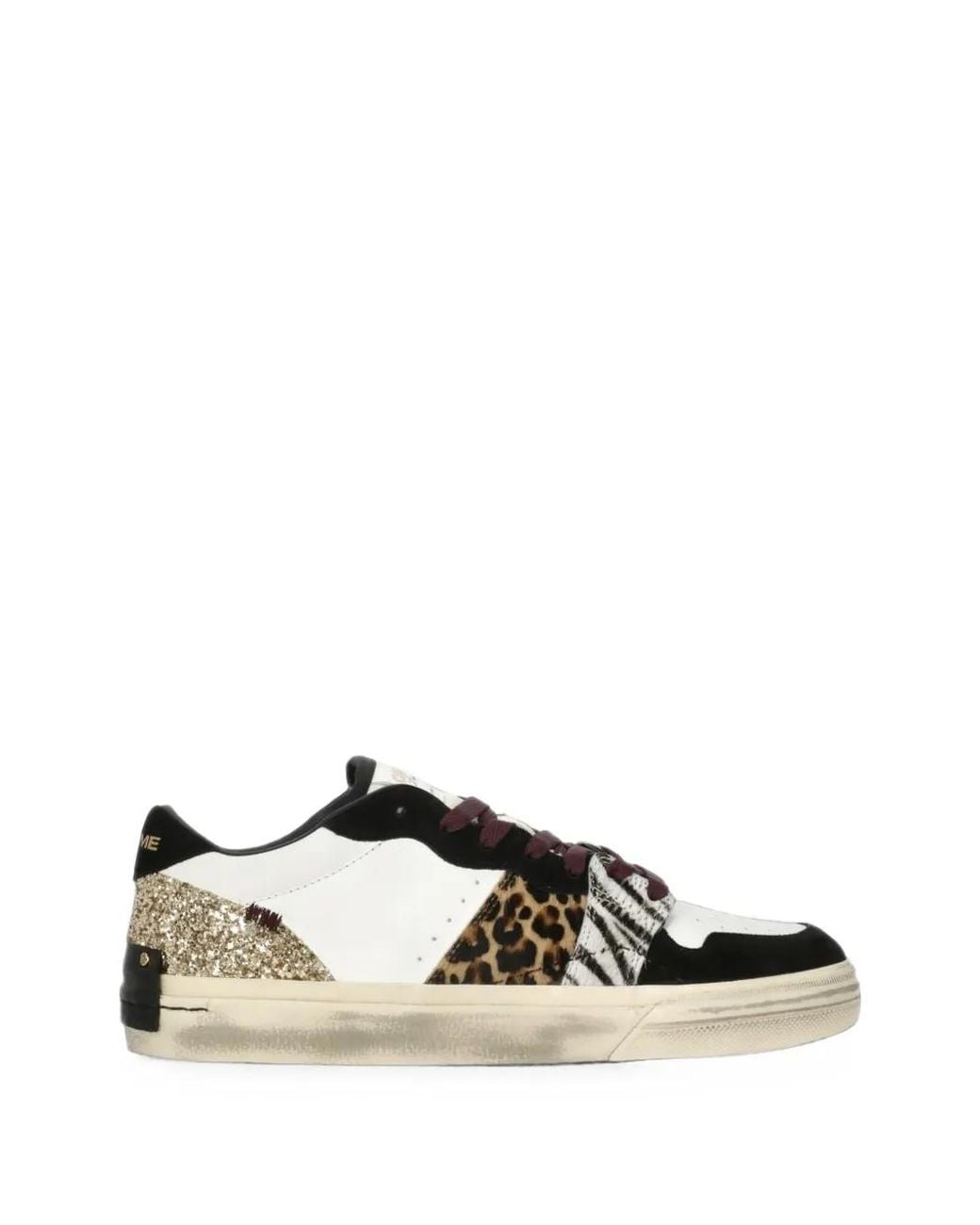 Crime London White Playoff Animal-Print Sneakers