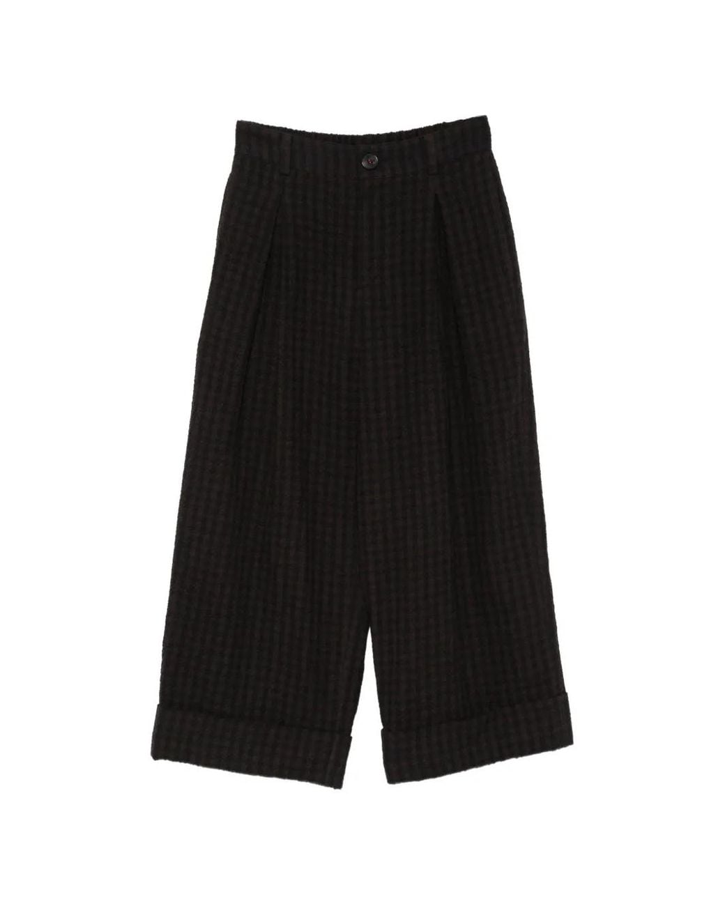 SOH Black Houndstooth-Pattern Turn-Up Trousers