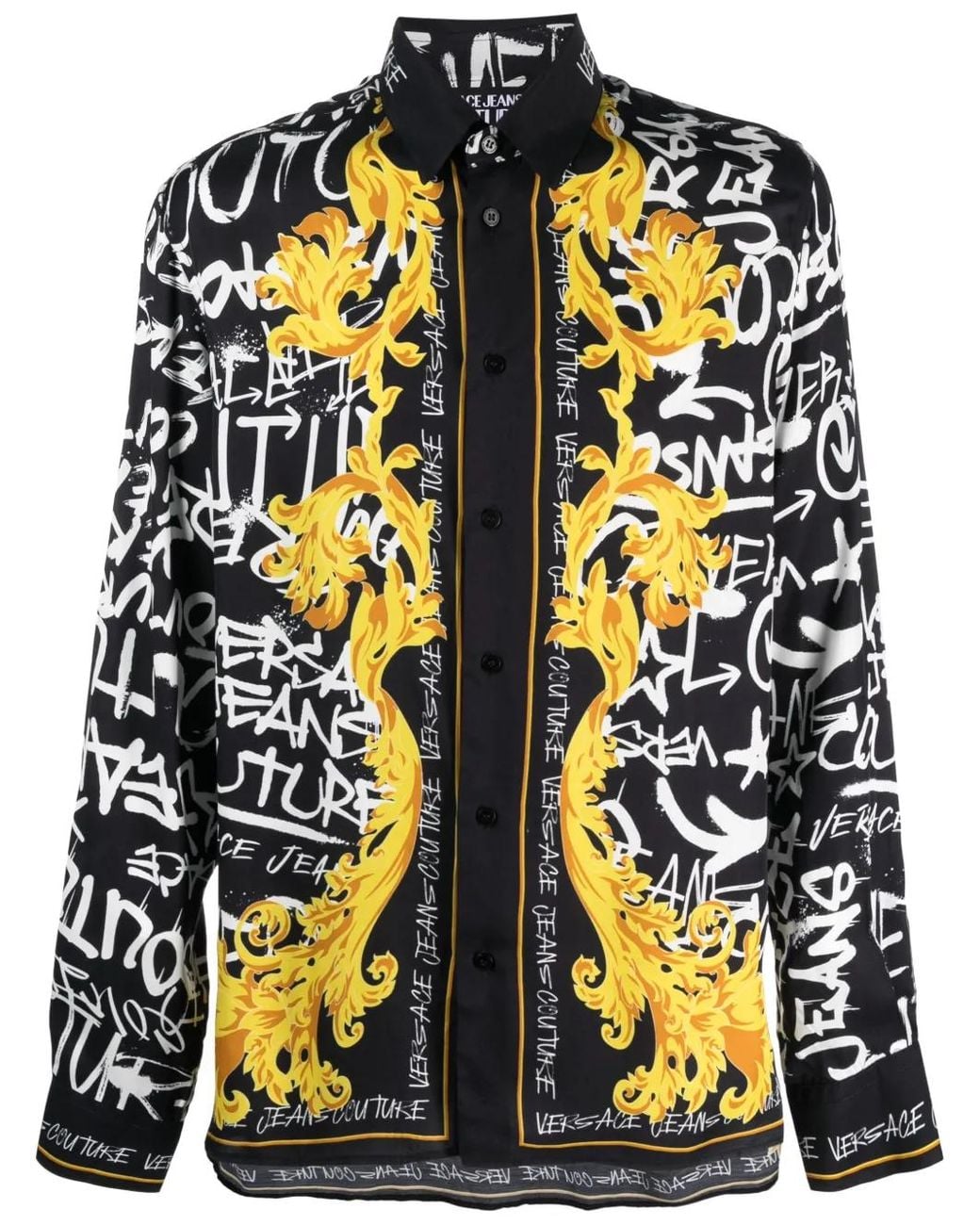 Logo-Print Long-Sleeve Shirt di Versace Jeans Couture in Multicolor da Uomo