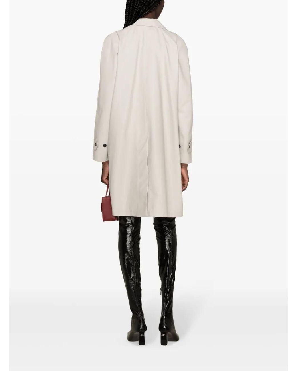 Moschino White Patch-Detail Midi Trench Coat