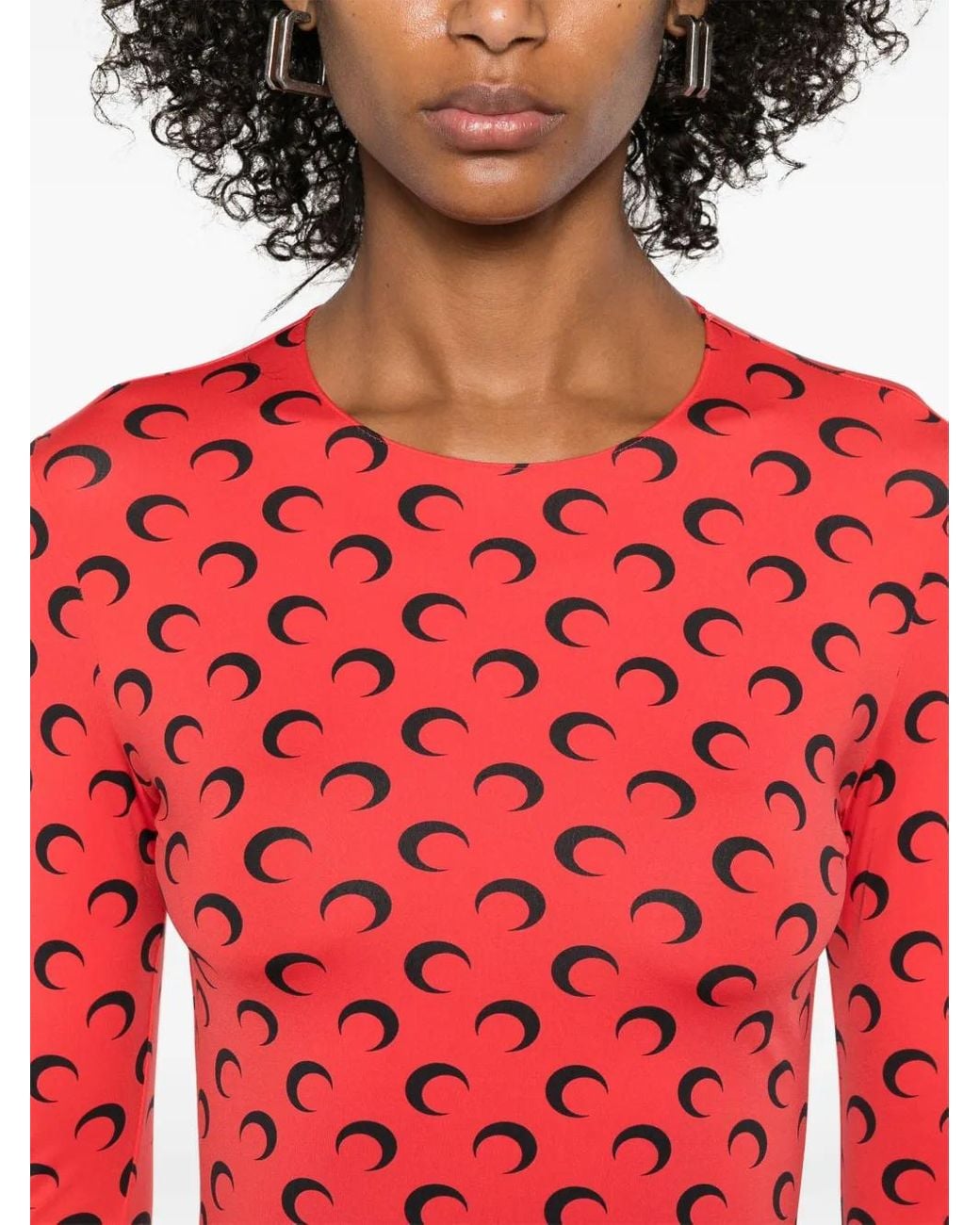 MARINE SERRE Red Moonogram-Pattern Top